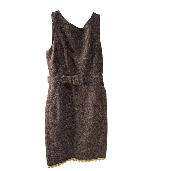 Banana Republic Wool Blend  Brown Tweed Belted Scoop Neck Dress Size 4, EUC - Picture 1 of 7